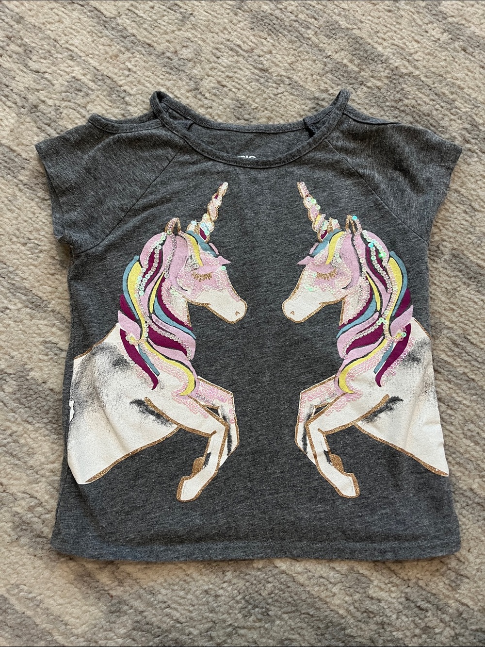 Epic Threads Charcoal Tee with Pink & Purple Unicorns